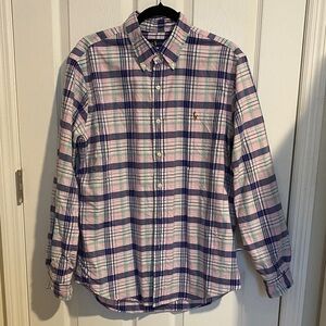 Ralph Lauren Pink and Blue Plaid Shirt size Large